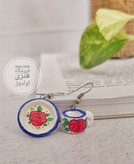 گوشواره دخترانه فنجون و نلبکی گل قرمز نوستالژی