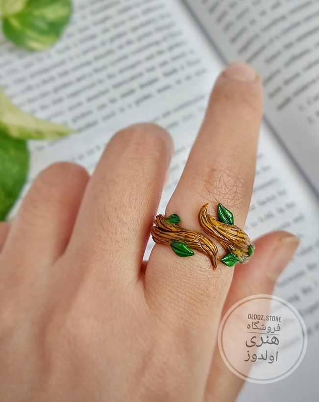 انگشتر دخترانه شاخه و جوانه پینترستی فری سایز