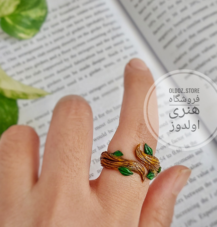 انگشتر دخترانه شاخه و جوانه پینترستی فری سایز
