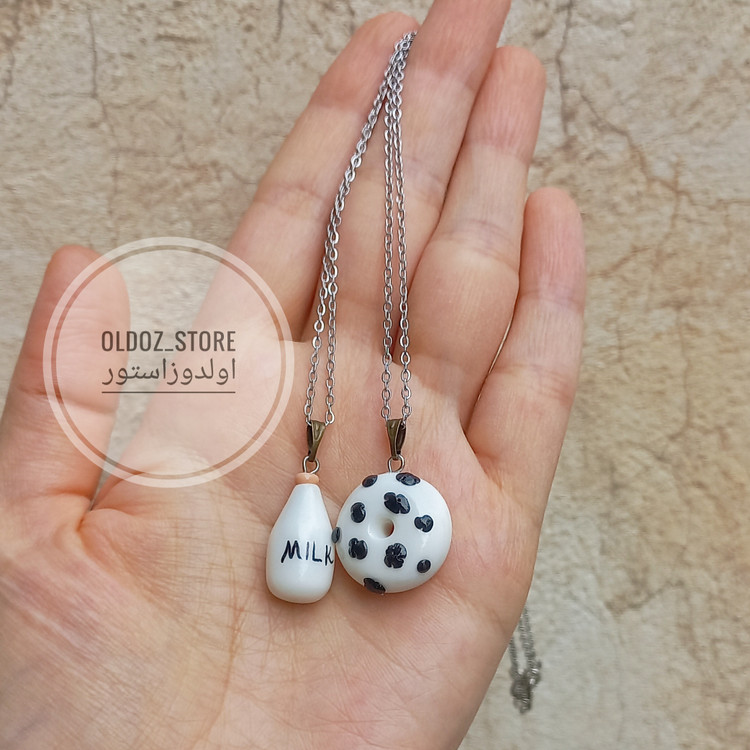 ست گردنبند دوستی دونفره میلک و دونات