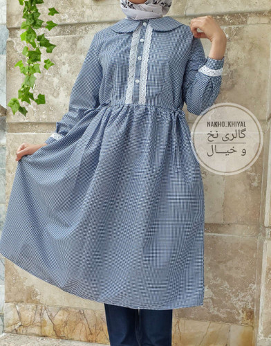 پیراهن زنانه آسمان جنس تترون پنبه خنک