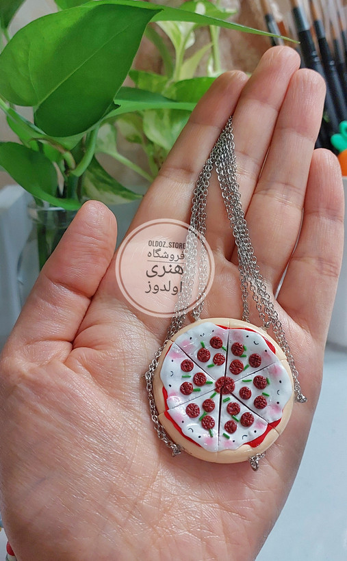 ست گردنبند دوستی پیتزا مگنتی ست ۶ نفره